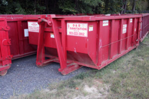 Attachment side of roll-off garbage dumpster